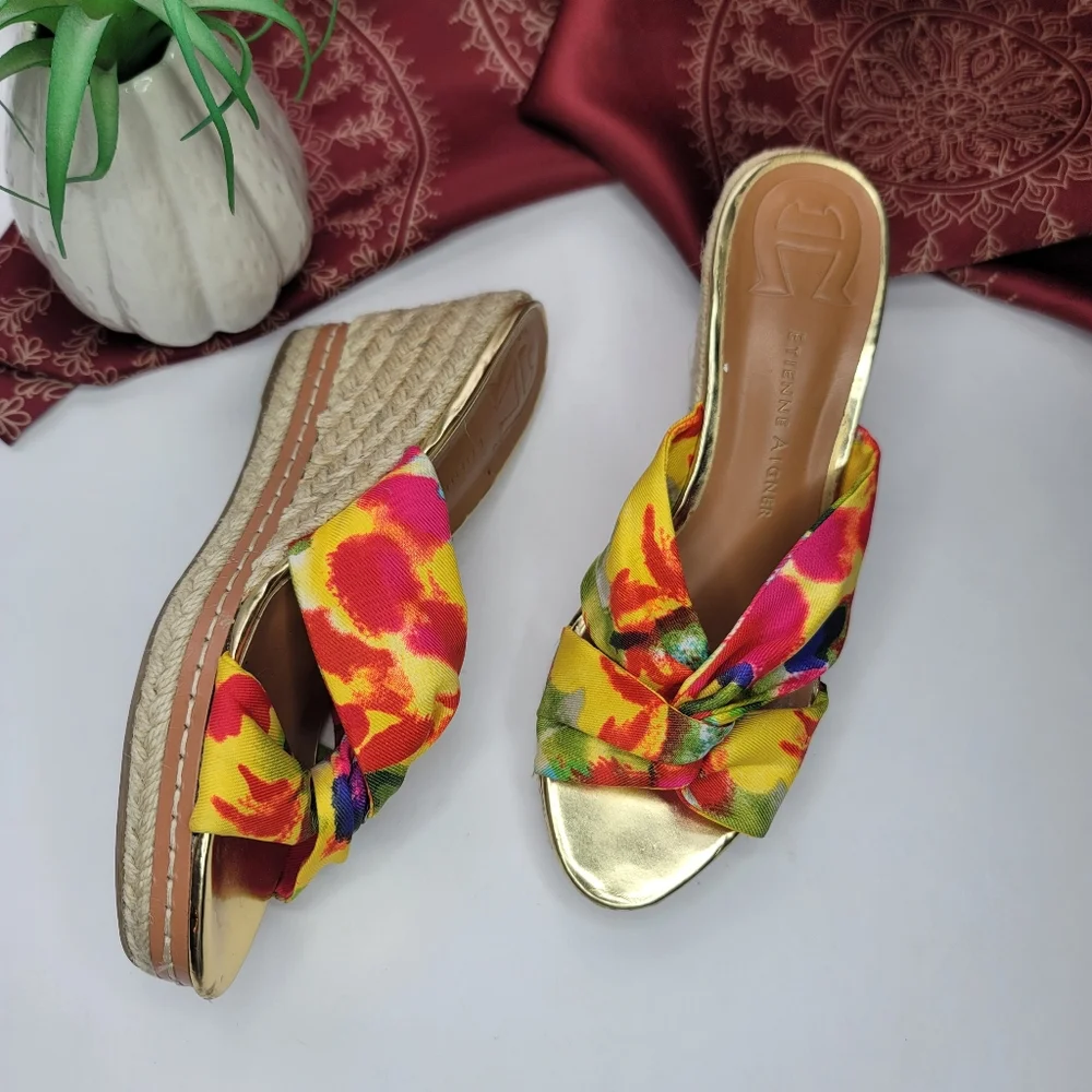 Etienne Aigner Krista Colorful Espadrille Wedges Size 6